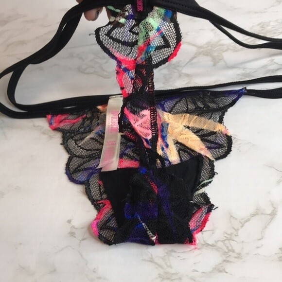 Victoria’s Secret PINK sexy lace colorful thong panty size small - Picture 7 of 8